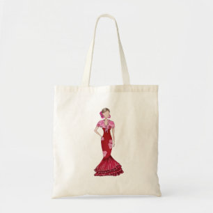 Bolsa Tote Camiseta Flamenca con traje rojo y mantón