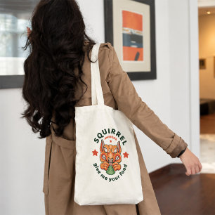 Bolsa Tote Camiseta Gráfica de Esquilo Louco Cartoon