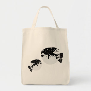 Bolsa Tote Camiseta Ilustrada de Peixe Baiacu Derpy Fofa