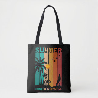 Bolsa Tote Camiseta Retro de Verão Pintada ao Sol