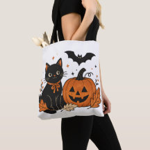 Camiseta Retro Halloween Gato Preto Abóbora Estamp