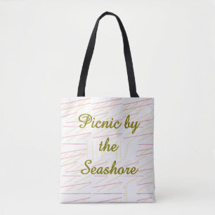 Bolsa Tote Camiseta Trem Picnic à Beira-Mar