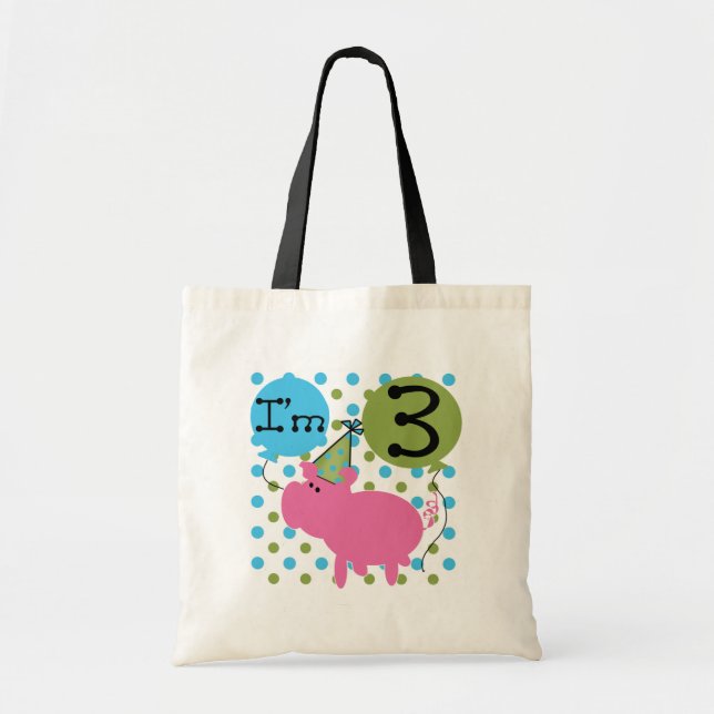 Bolsa Tote Camisetas e presentes de aniversário de 3 anos de  (Frente)