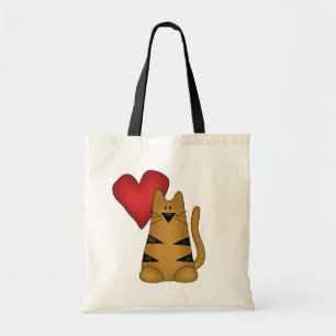 Bolsa Tote Camisetas e presentes de coração e de gatos riscad