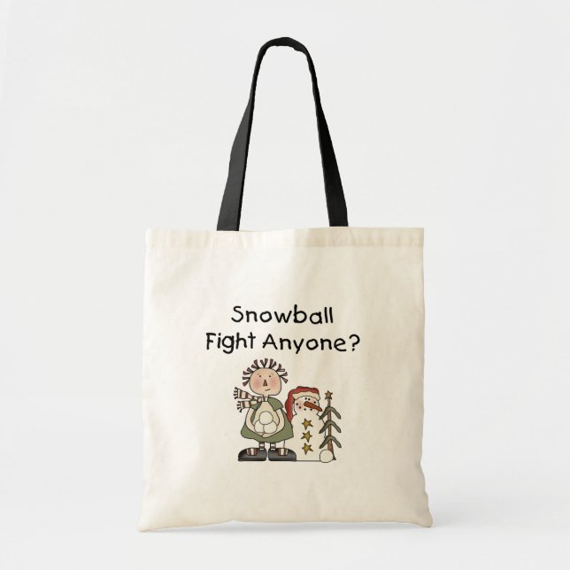 Bolsa Tote Camisetas e presentes de luta de bola de neve (Frente)