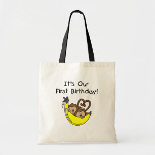 Bolsa Tote Camisetas e presentes de macacos primeiro aniversa