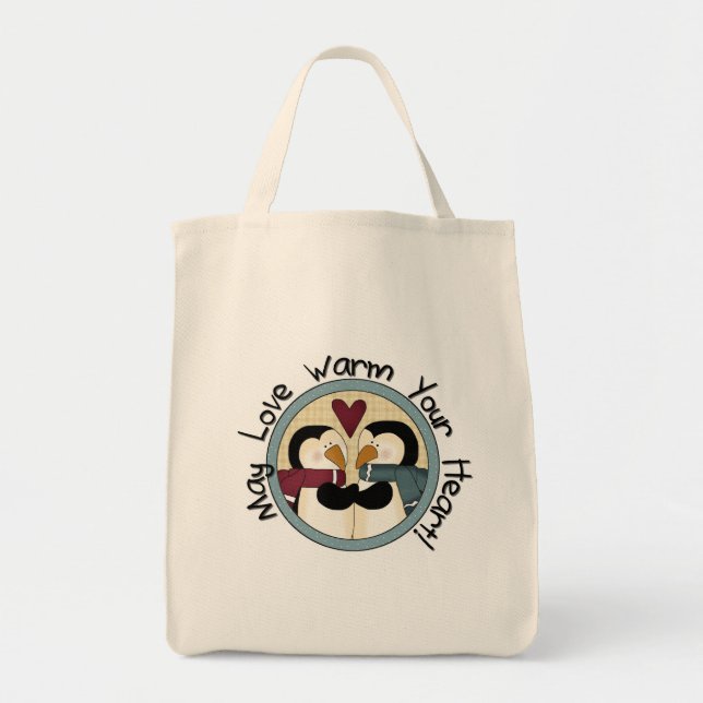Bolsa Tote Camisetas e presentes de Natal de Pinguin Love (Frente)