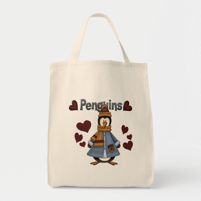 Bolsa Tote Camisetas e presentes de pinguim de inverno (Frente)