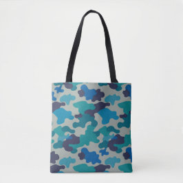 Bolsa Tote Camo Cinza Azul Sumba de Tota Mão-Ombro