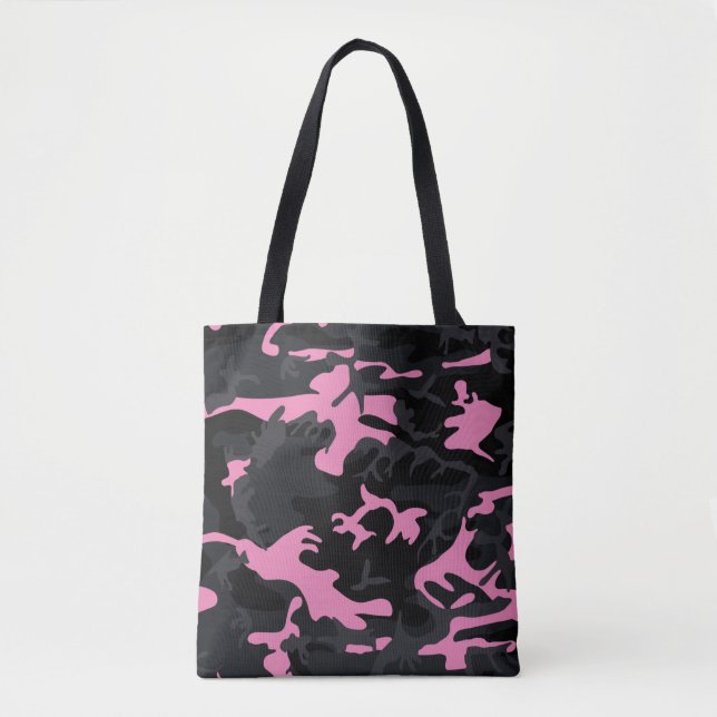 Bolsa Tote Camo de Destaques do Bebê Rosa (Frente)
