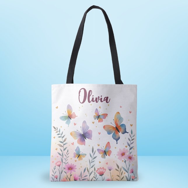 Bolsa Tote Campanha da Borboleta Aquarela Encantadora (Criador carregado)