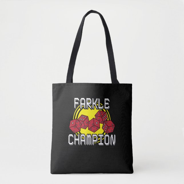 Bolsa Tote Campeão de Farkle - dado engraçado que diz, jogo (Frente)
