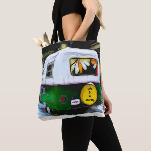Bolsa Tote Camper Retro Life É Uma Viagem Apenas Vá Hippie