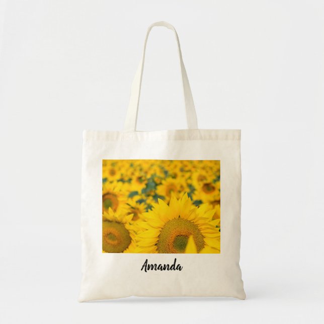 Bolsa Tote Campo Amarelo de Girassóis Fotografia (Frente)