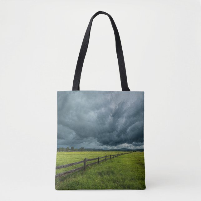 Bolsa Tote Campo com uma Cerca de Madeira (Frente)