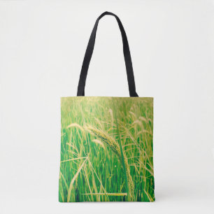 Bolsa Tote Campo de arroz nas zonas rurais e frescas, no esti