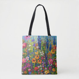 Bolsa Tote Campo de flor selvagem Pintura acrílica
