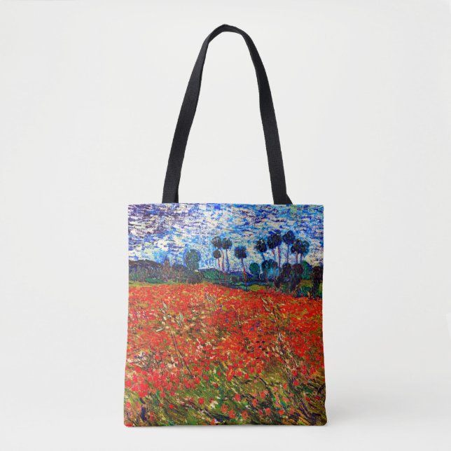 Bolsa Tote Campo de Flor Vermelho, Van Gogh (Frente)