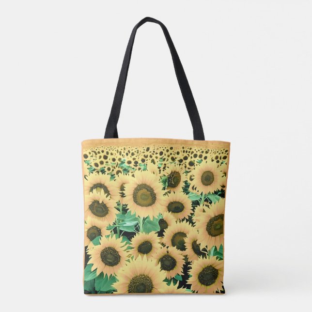 Bolsa Tote Campo de flores amarelas do Ouro (Verso)