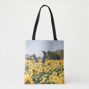 Bolsa Tote Campo de girassol no dia