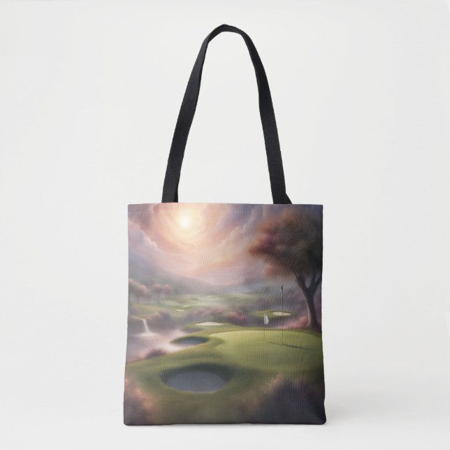 Bolsa Tote Campo de Golfe em Manhã Nebulosa (Frente)