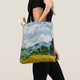Bolsa Tote Campo de trigo com ciprestes por Vincent Van Gogh
