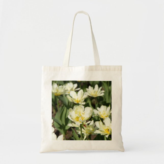 Bolsa Tote Campo de tulipas brancas Foto (Frente)