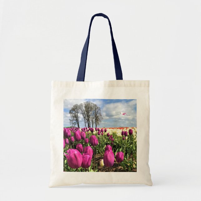 Bolsa Tote Campo de Tulipas com Pipa, Oregon (Frente)