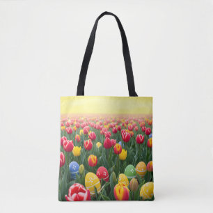 Bolsa Tote Campo de Tulipas Páscoa Vibrante 