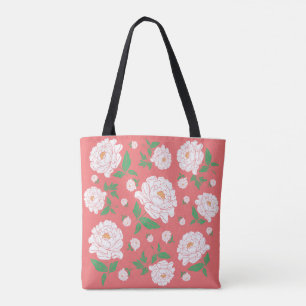 Bolsa Tote Camponeses Brancos Vivendo Fundo Coral