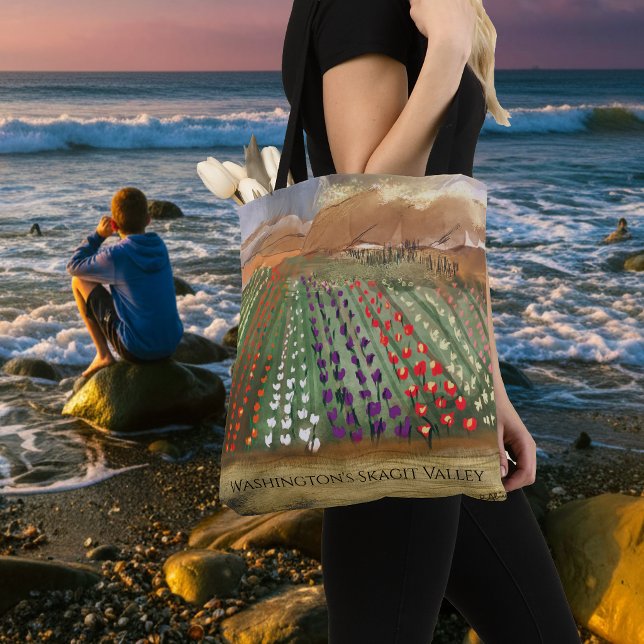 Bolsa Tote Campos de Tulipas da WA Skagit Valley Sonhando na  (Bringing thoughts of Spring wherever you go!)