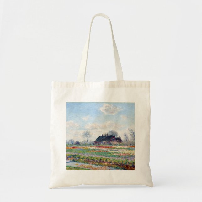 Bolsa Tote Campos Tulip de Claude Monet em Sassenheim (1886) (Frente)