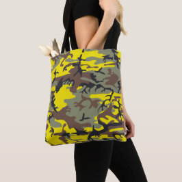 Bolsa Tote Camuflagem Amarela e Marrom, Militar, Exército