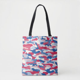 Bolsa Tote Camuflagem Azul e Branco Vermelho