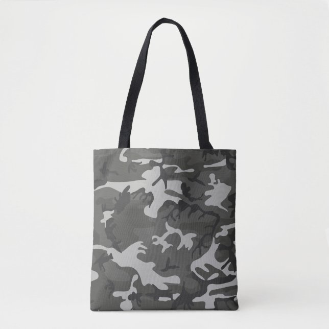 Bolsa Tote Camuflagem de Abstrato da Cinza moderna (Frente)