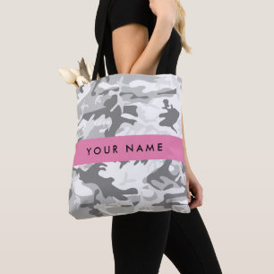 Bolsa Tote Camuflagem de Cinzas de neve de inverno Seu nome p