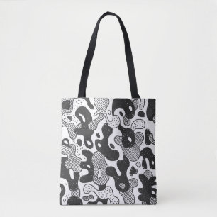 Bolsa Tote camuflagem de estilo abstrato, preto