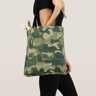 Bolsa Tote Camuflagem Gatos Padrão Exército Gatinhos Verdes C