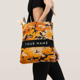 Bolsa Tote Camuflagem Laranja Personalize seu nome