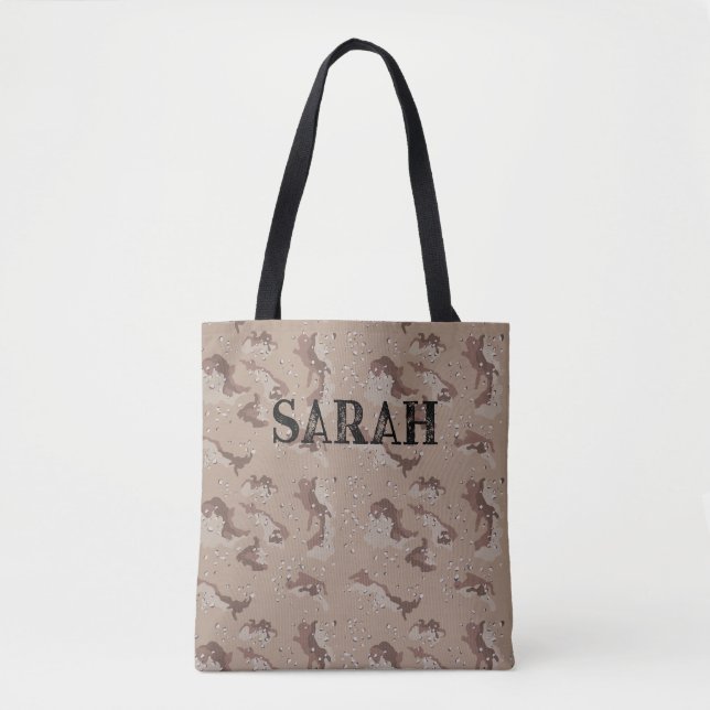 Bolsa Tote Camuflagem Personalizada do Deserto com Nome Perso (Frente)