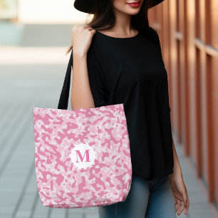 Bolsa Tote Camuflagem rosa Monograma inicial
