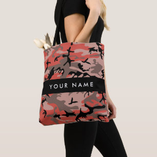 Bolsa Tote Camuflagem Vermelha e Marrom Personalize seu nome