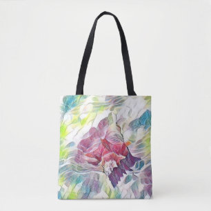 Bolsa Tote Cana rosa na pintura aquosa do mar