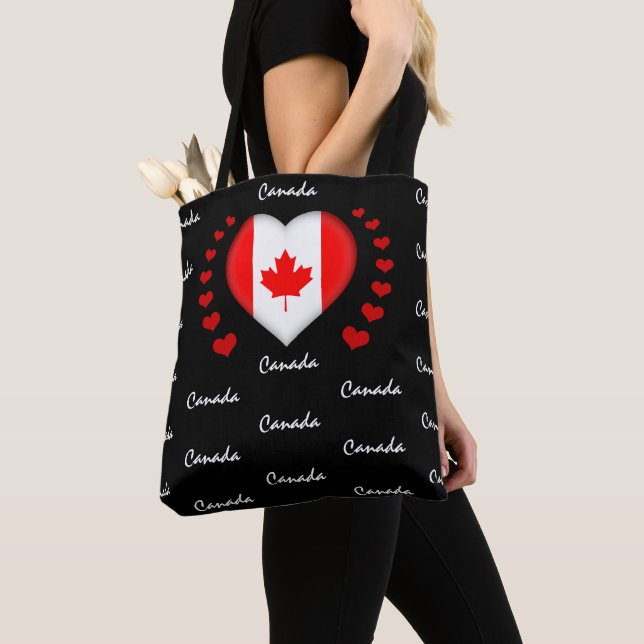 Bolsa Tote Canada Flag & Heart, Canadian Flag fashion /sport (Close Up)