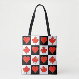 Bolsa Tote Canadá Flag Heart Pattern Patriotic Canadian Pride