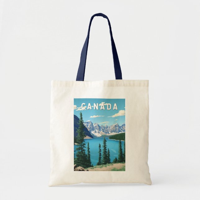 Bolsa Tote Canada Illustration Viagem Art Vintage (Frente)