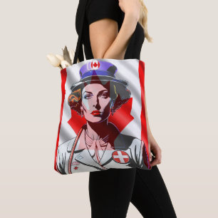 Bolsa Tote canadense Flag Lady