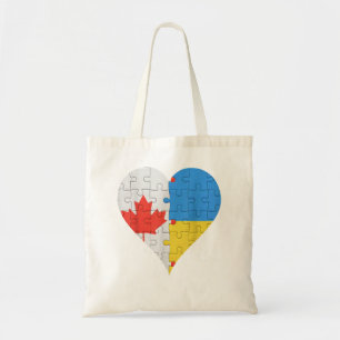 Bolsa Tote Canadense Ucraniano Flag Heart Canada Ucrânia