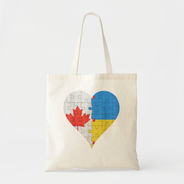 Bolsa Tote Canadense Ucraniano Flag Heart Canada Ucrânia (Frente)