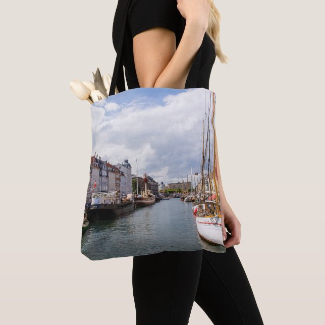 Bolsa Tote Canal com Barcos | Copenhague (Close Up)